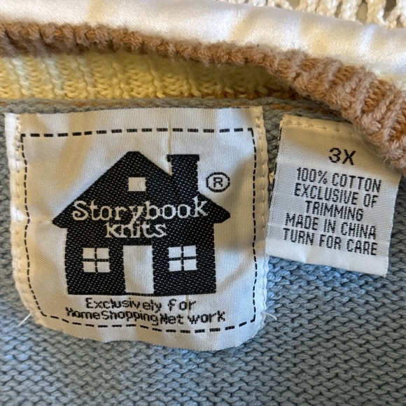 Storybook Knits Blue and Cream Cardigan 3X - Picture 4 of 8